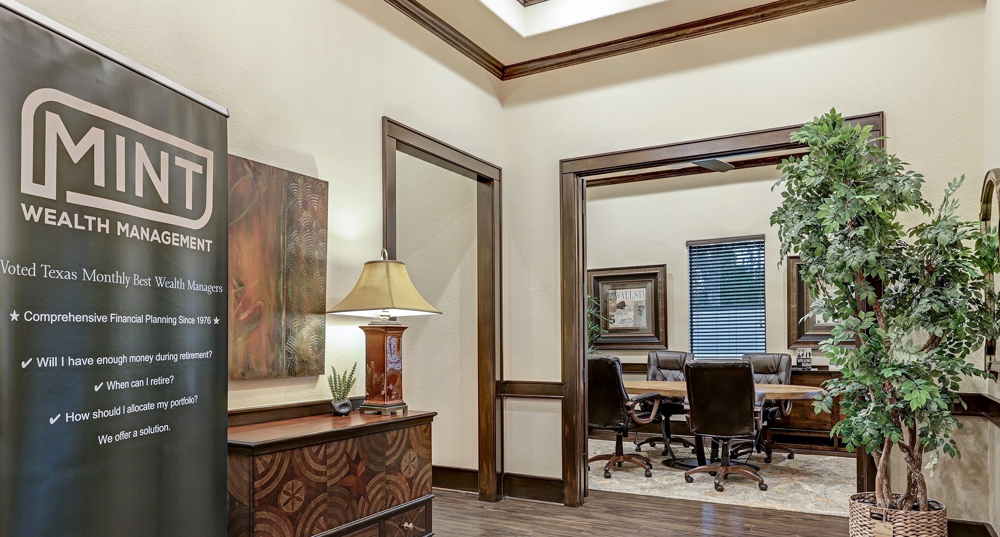 MINT Wealth Management's Houston office and conference room